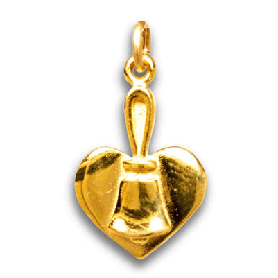 Heart & Handbell Charm, Gold Vermeil