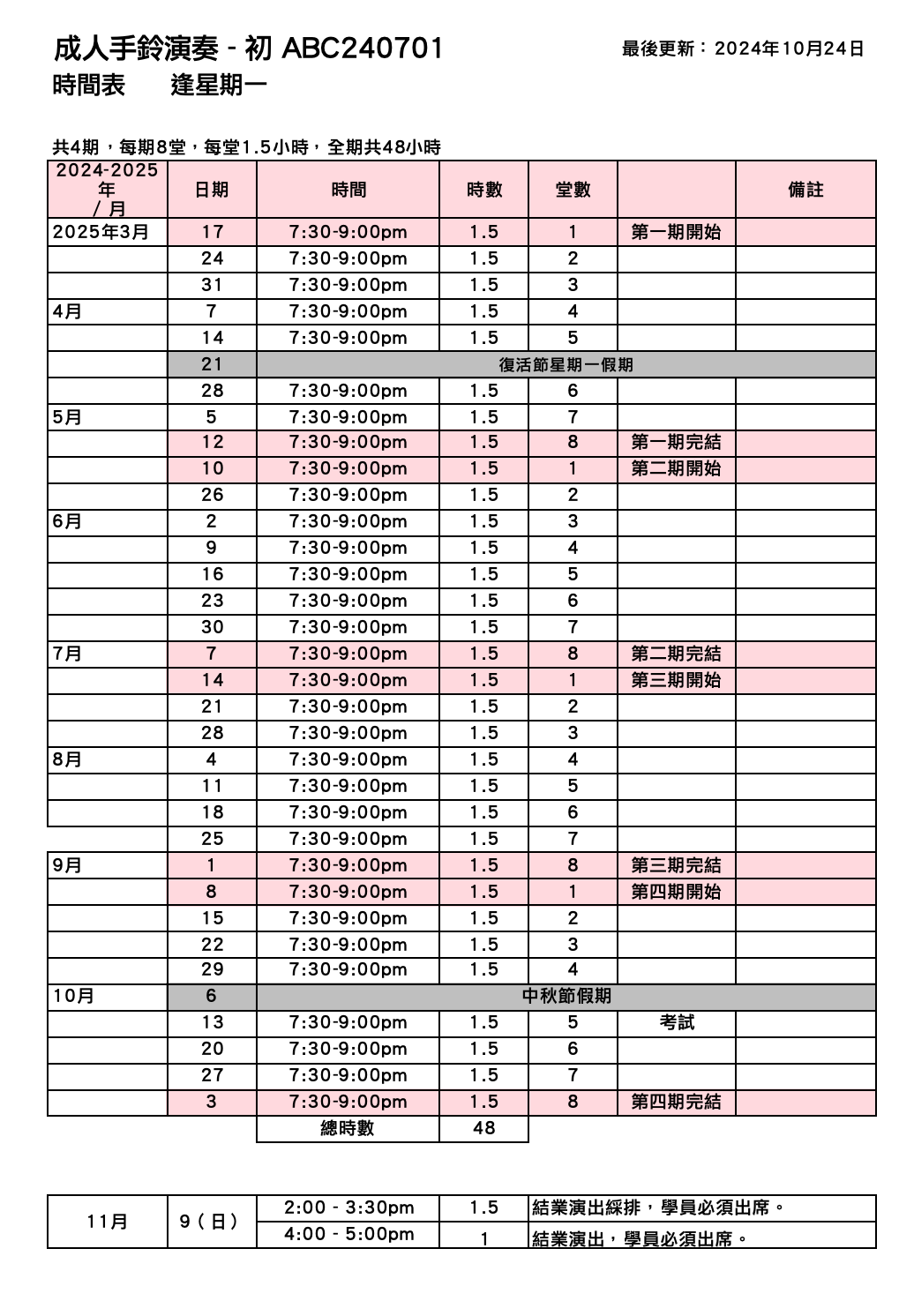 成人手鈴演奏 - 初