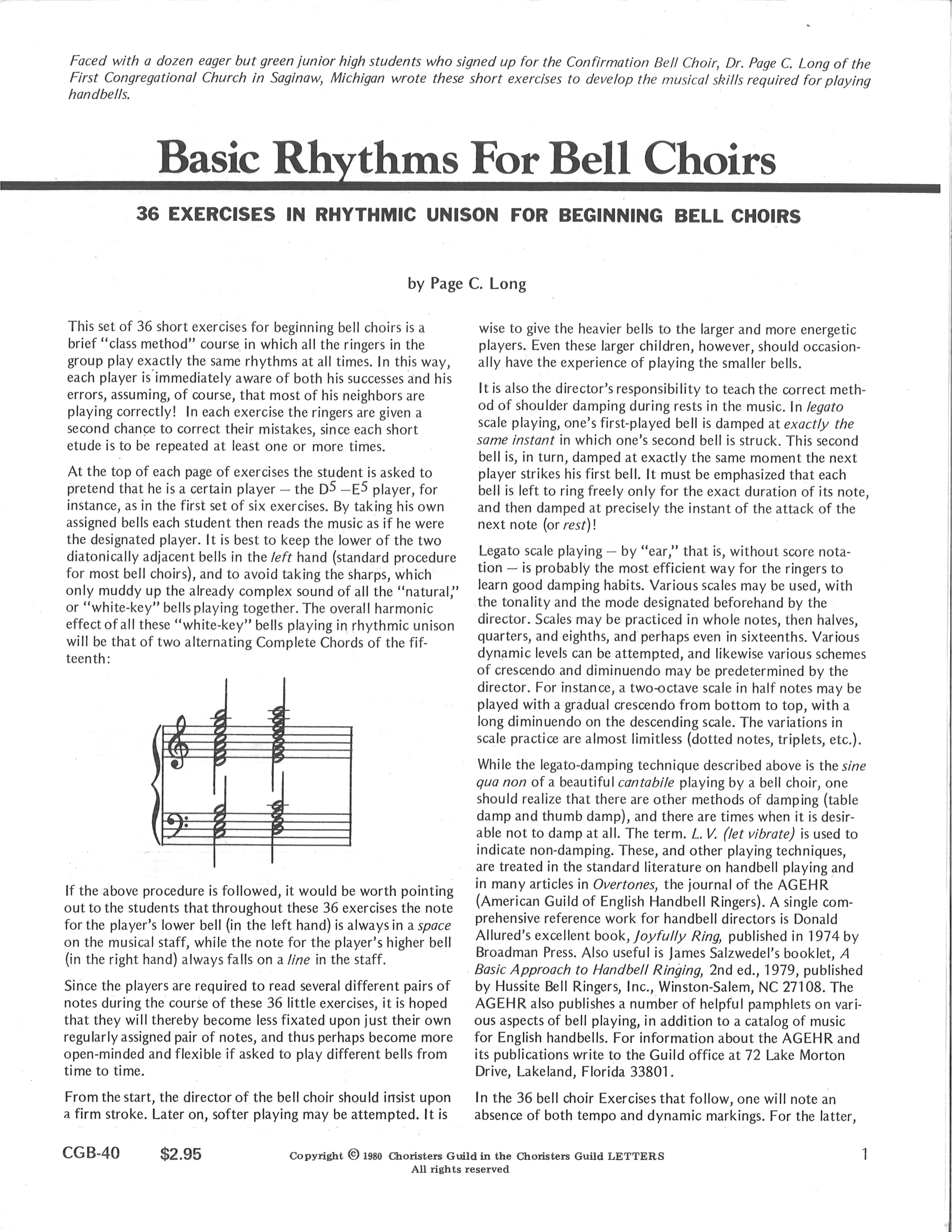 Basic Rhythms for Bell Choirs
